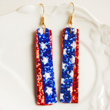 Red White Blue Independence Day Geometric Leather Earrings