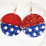 Red White Blue Independence Day Geometric Leather Earrings