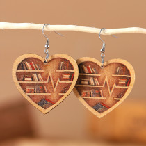 Book Lovers Letter Love Shelf Reader librarian Earrings Double sided Wooden Earrings