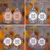 Mother's Day earrings, leopard print MAMA letter water drop earrings, double-sided PU leather earrings