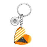 10 styles love Orange pattern  resin Painted Heart Key chain fit 20MM Snaps button jewelry wholesale