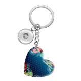 10 styles love Flower resin Painted Heart Key chain fit 20MM Snaps button jewelry wholesale