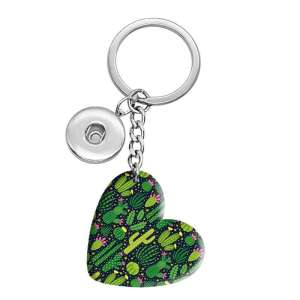 10 styles love sunflower Flower resin Painted Heart Key chain fit 20MM Snaps button jewelry wholesale