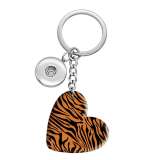 10 styles love Leopard Pattern resin Painted Heart Key chain fit 20MM Snaps button jewelry wholesale