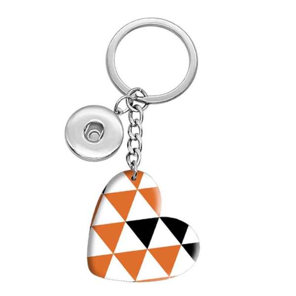 10 styles love Orange pattern  resin Painted Heart Key chain fit 20MM Snaps button jewelry wholesale