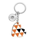 10 styles love Orange pattern  resin Painted Heart Key chain fit 20MM Snaps button jewelry wholesale