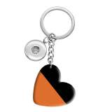 10 styles love Orange pattern  resin Painted Heart Key chain fit 20MM Snaps button jewelry wholesale