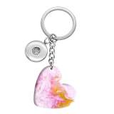 10 styles love pattern resin Painted Heart Key chain fit 20MM Snaps button jewelry wholesale