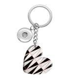 10 styles love Geometric pattern resin Painted Heart Key chain fit 20MM Snaps button jewelry wholesale