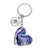 10 styles love Art patterns  resin Painted Heart Key chain fit 20MM Snaps button jewelry wholesale