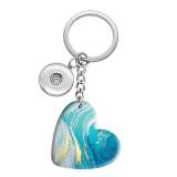 10 styles love Marble resin Painted Heart Key chain fit 20MM Snaps button jewelry wholesale