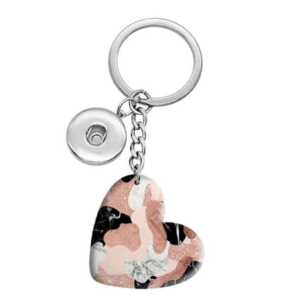 10 styles love Geometric pattern resin Painted Heart Key chain fit 20MM Snaps button jewelry wholesale