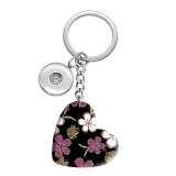 10 styles love Flower resin Painted Heart Key chain fit 20MM Snaps button jewelry wholesale