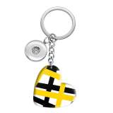 10 styles love Geometric pattern resin Painted Heart Key chain fit 20MM Snaps button jewelry wholesale
