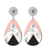 10 styles Pink Geometric pattern Acrylic Painted Water Drop earrings fit 20MM Snaps button jewelry wholesale