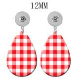 10 styles Colorful  Checkered pattern Acrylic Painted Water Drop earrings fit 12MM Snaps button jewelry wholesale