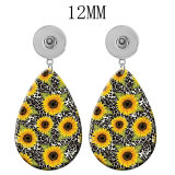 10 styles Flower happy easter Leopard Pattern  Acrylic Painted Water Drop earrings fit 12MM Snaps button jewelry wholesale