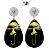 10 styles Golden Mushroom pattern  Acrylic Painted Water Drop earrings fit 12MM Snaps button jewelry wholesale