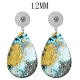 10 styles Pretty  Marble pattern  Acrylic Painted Water Drop earrings fit 12MM Snaps button jewelry wholesale