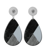 10 styles Gray geometric pattern  Acrylic Painted Water Drop earrings fit 20MM Snaps button jewelry wholesale