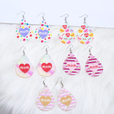 Mother's Day Gift Acrylic Printed Mom Droplet Earrings