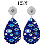 10 styles Evil Eyes pattern  Acrylic Painted Water Drop earrings fit 12MM Snaps button jewelry wholesale