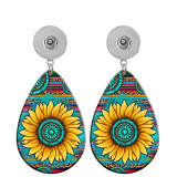 10 styles happy easter sunflower Cartoon Dwarf  Acrylic Painted Water Drop earrings fit 20MM Snaps button jewelry wholesale