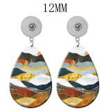 10 styles pattern  Acrylic Painted Water Drop earrings fit 12MM Snaps button jewelry wholesale