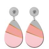 10 styles Pink Geometric pattern Acrylic Painted Water Drop earrings fit 20MM Snaps button jewelry wholesale