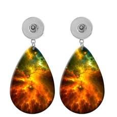 10 styles Colorful starry sky pattern  Acrylic Painted Water Drop earrings fit 20MM Snaps button jewelry wholesale