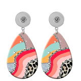 10 styles color Leopard Pattern  Acrylic Painted Water Drop earrings fit 20MM Snaps button jewelry wholesale