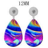 10 styles Whale Moon Pattern  Acrylic Painted Water Drop earrings fit 12MM Snaps button jewelry wholesale