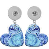 10 styles love resin Art pattern Painted Heart earrings fit 20MM Snaps button jewelry wholesale