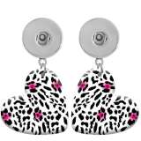 10 styles love Leopard Pattern resin Painted Heart earrings fit 20MM Snaps button jewelry wholesale