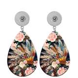 10 styles love Butterfly Flower  Turquoise pattern  Acrylic Painted Water Drop earrings fit 20MM Snaps button jewelry wholesale