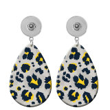 10 styles color Leopard Pattern  Acrylic Painted Water Drop earrings fit 20MM Snaps button jewelry wholesale