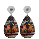 10 styles USA Flag  Acrylic Painted Water Drop earrings fit 20MM Snaps button jewelry wholesale
