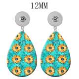 10 styles Flower sunflower Acrylic Painted Water Drop earrings fit 12MM Snaps button jewelry wholesale