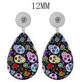 10 styles Halloween  skull  Acrylic Painted Water Drop earrings fit 12MM Snaps button jewelry wholesale