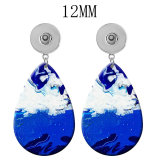 10 styles Blue Pretty pattern  Acrylic Painted Water Drop earrings fit 12MM Snaps button jewelry wholesale