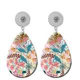 10 styles Flower  pattern  Acrylic Painted Water Drop earrings fit 20MM Snaps button jewelry wholesale