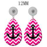 10 styles Pretty pattern  Acrylic Painted Water Drop earrings fit 12MM Snaps button jewelry wholesale