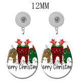 10 styles love Christmas  Acrylic Painted Water Drop earrings fit 12MM Snaps button jewelry wholesale