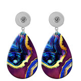 10 styles Art patterns  Acrylic Painted Water Drop earrings fit 20MM Snaps button jewelry wholesale