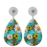 10 styles Butterfly Flower  sunflower  Acrylic Painted Water Drop earrings fit 20MM Snaps button jewelry wholesale