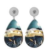 10 styles Sunset Landscape Pattern  Acrylic Painted Water Drop earrings fit 20MM Snaps button jewelry wholesale