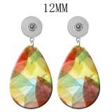 10 styles Colored leaves  Acrylic Painted Water Drop earrings fit 12MM Snaps button jewelry wholesale