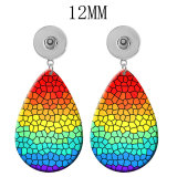 10 styles Colorful Pretty patter  Acrylic Painted Water Drop earrings fit 12MM Snaps button jewelry wholesale