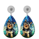 10 styles Art Painting Dog  Acrylic Painted Water Drop earrings fit 20MM Snaps button jewelry wholesale