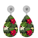 10 styles Pretty  Flower  Acrylic Painted Water Drop earrings fit 20MM Snaps button jewelry wholesale